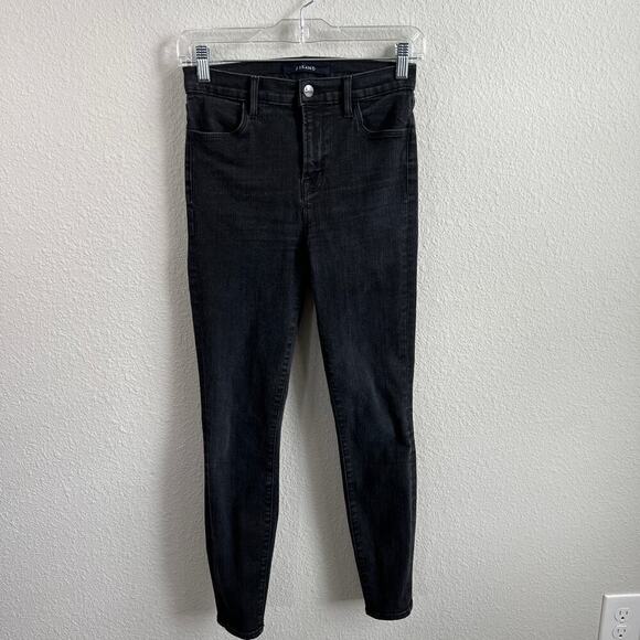 J Brand Alana Jeans Women's 27 Black Denim Mid Rise Skinny Leg Stretch Ankle - Picture 1 of 9